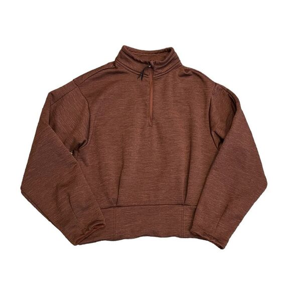 ATHLETA Altitude Polartec Half Zip Sweatshirt Mahogany Heather Size Small - Picture 2 of 9